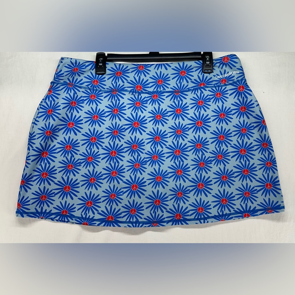 Loudmouth Skort Blue Flower Peace Sign Golf Tennis Pickleball Casual Womens XL